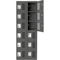 Clean-Line Perforated Lockerette, 6 -tier, Bank of 2, 12" x 72" x 12", Steel Groupe Generik