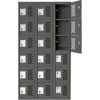 Petit casier perfor&eacute; Clean-Line, 6 niveaux, Bloc de 3, 12" x 72" x 12", Acier Groupe Generik