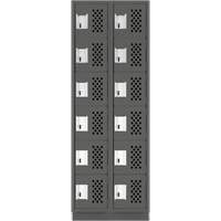 Petit casier perfor&eacute; Clean-Line, 6 niveaux, Bloc de 2, 12" x 72" x 12", Acier Groupe Generik
