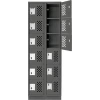 Petit casier perfor&eacute; Clean-Line, 6 niveaux, Bloc de 2, 12" x 72" x 12", Acier Groupe Generik