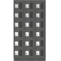 Clean-Line Perforated Lockerette, 6 -tier, Bank of 3, 12" x 72" x 12", Steel Groupe Generik