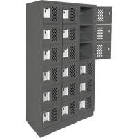Clean-Line Perforated Lockerette, 6 -tier, Bank of 3, 12" x 72" x 12", Steel Groupe Generik