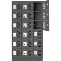 Clean-Line Perforated Lockerette, 6 -tier, Bank of 3, 12" x 72" x 12", Steel Groupe Generik