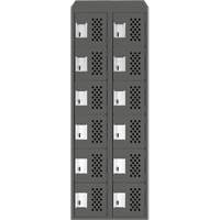 Clean-Line Perforated Lockerette, 6 -tier, Bank of 2, 12" x 72" x 12", Steel Groupe Generik