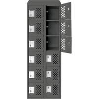 Clean-Line Perforated Lockerette, 6 -tier, Bank of 2, 12" x 72" x 12", Steel Groupe Generik