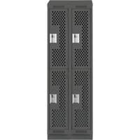 Casiers Clean Line, 2 niveaux, Bloc de 2, 24" x 12" x 82", Acier, Charbon, Rivet (assembl&eacute;), Perfor&eacute; Groupe Generik
