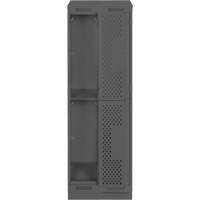 Casiers Clean Line, 2 niveaux, Bloc de 2, 24" x 12" x 82", Acier, Charbon, Rivet (assembl&eacute;), Perfor&eacute; Groupe Generik