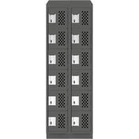 Assembled Lockerettes Clean Line Perforated Economy Lockers, 6 -tier, Bank of 2, 18" x 72" x 12", Steel Groupe Generik
