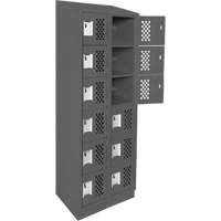 Assembled Lockerettes Clean Line Perforated Economy Lockers, 6 -tier, Bank of 2, 18" x 72" x 12", Steel Groupe Generik