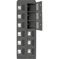 Assembled Lockerettes Clean Line Perforated Economy Lockers, 6 -tier, Bank of 2, 18" x 72" x 12", Steel Groupe Generik
