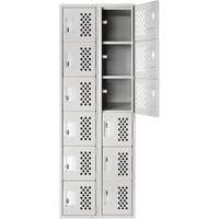 Clean-Line Perforated Lockerette, 6 -tier, Bank of 2, 12" x 72" x 12", Steel Groupe Generik