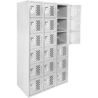 Petit casier perfor&eacute; Clean-Line, 6 niveaux, Bloc de 3, 12" x 72" x 12", Acier Groupe Generik
