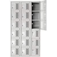 Petit casier perfor&eacute; Clean-Line, 6 niveaux, Bloc de 3, 12" x 72" x 12", Acier Groupe Generik