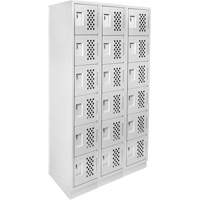 Clean-Line Perforated Lockerette, 6 -tier, Bank of 3, 12" x 72" x 12", Steel Groupe Generik