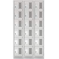 Clean-Line Perforated Lockerette, 6 -tier, Bank of 3, 12" x 72" x 12", Steel Groupe Generik