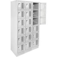 Clean-Line Perforated Lockerette, 6 -tier, Bank of 3, 12" x 72" x 12", Steel Groupe Generik