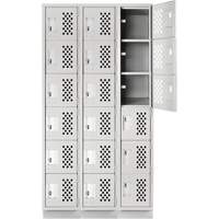 Clean-Line Perforated Lockerette, 6 -tier, Bank of 3, 12" x 72" x 12", Steel Groupe Generik