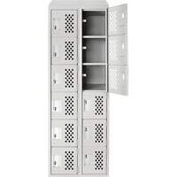 Clean-Line Perforated Lockerette, 6 -tier, Bank of 2, 12" x 72" x 12", Steel Groupe Generik