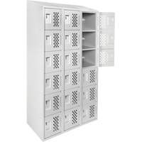 Petit casier perfor&eacute; Clean-Line, 6 niveaux, Bloc de 3, 12" x 72" x 12", Acier Groupe Generik