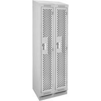 Clean Line Lockers, Bank of 2, 24" x 15" x 82", Steel, Grey, Rivet (Assembled), Perforated Groupe Generik
