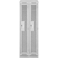 Clean Line Lockers, Bank of 2, 24" x 15" x 82", Steel, Grey, Rivet (Assembled), Perforated Groupe Generik