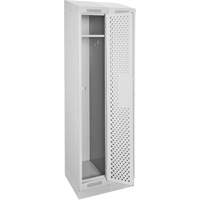 Clean Line Lockers, Bank of 2, 24" x 15" x 82", Steel, Grey, Rivet (Assembled), Perforated Groupe Generik