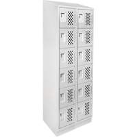 Assembled Lockerettes Clean Line Perforated Economy Lockers, 6 -tier, Bank of 2, 18" x 72" x 12", Steel Groupe Generik