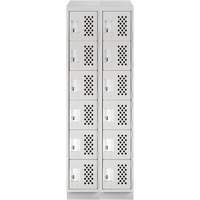 Assembled Lockerettes Clean Line Perforated Economy Lockers, 6 -tier, Bank of 2, 18" x 72" x 12", Steel Groupe Generik