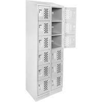 Assembled Lockerettes Clean Line Perforated Economy Lockers, 6 -tier, Bank of 2, 18" x 72" x 12", Steel Groupe Generik