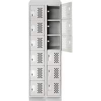 Assembled Lockerettes Clean Line Perforated Economy Lockers, 6 -tier, Bank of 2, 18" x 72" x 12", Steel Groupe Generik