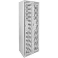 Casiers Clean Line, 2 niveaux, 12" x 15" x 72", Acier, Gris, Rivet (assembl&eacute;), Perfor&eacute; Groupe Generik