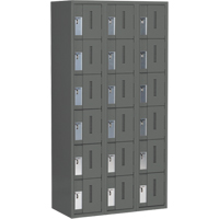 Concorde Heavy-Duty Lockers, 6 -tier, Bank of 3, 36" x 18" x 72", Steel, Charcoal, Welded (Assembled) Groupe Generik
