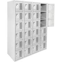 Petits casiers Clean Line, 6 niveaux, Bloc de 4, 18" x 72" x 12", Acier Groupe Generik