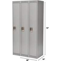 Lockers, Bank of 3, 36" x 18" x 72", Steel, Grey, Knocked Down Groupe Generik