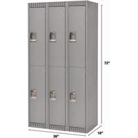 Casiers, 2 niveaux, Bloc de 3, 36" x 18" x 72", Acier, Gris, D&eacute;mont&eacute; Groupe Generik