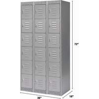 Lockers, 6 -tier, Bank of 3, 36" x 18" x 72", Steel, Grey, Knocked Down Groupe Generik