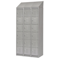 Lockers, 6 -tier, Bank of 3, 36" x 18" x 82", Steel, Grey, Knocked Down Groupe Generik