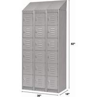 Lockers, 6 -tier, Bank of 3, 36" x 18" x 82", Steel, Grey, Knocked Down Groupe Generik