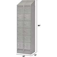 Casiers, 6 niveaux, Bloc de 2, 24" x 18" x 86", Acier, Gris, D&eacute;mont&eacute; Groupe Generik