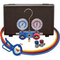 Automotive Manifold Gauge Set with Manual Couplers & 3-in-1 Side Mount Can Tap Valve Groupe Generik