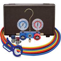 Dual Manifold Gauge Set with Manual Couplers & 3-in-1 Side Mount Can Tap Valve Groupe Generik
