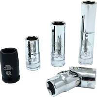 Chrome Finish Socket Set with Rail, 5 Pieces, 1/4" Drive Size Groupe Generik
