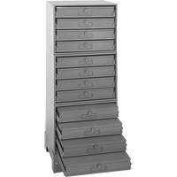 Armoire de rangement modulaire avec tiroirs, Acier, 12 tiroirs, 20-3/8" x 16" x 60-1/8", Gris Groupe Generik