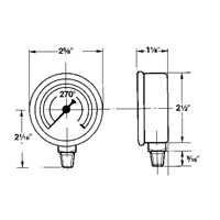 Pressure Gauges, 2-1/2" , 30" Hg-0" Vac., Bottom Mount, Liquid Filled Analogue Groupe Generik