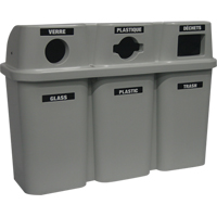 Contenants de recyclage Bullseye, Bord de rue, Plastique, 3 x 22 gal. US Groupe Generik