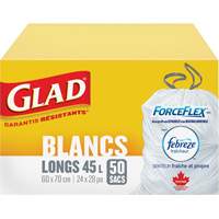 Sacs &agrave; ordures hauts 45 L avec Febreze, R&eacute;gulier, 24" la x 28" lo, Blanc Groupe Generik