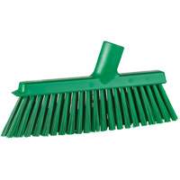 Dustpan Broom with Angled Thread, Medium Bristles, 10", Polyester, Green Groupe Generik