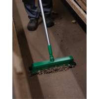Push Broom Head, Fine/Stiff Bristles, 16-1/2", Polyester/Polypropylene, Green Groupe Generik