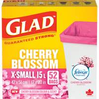 Sacs parfum&eacute;s et de couleur fleur de cerisier de Glad, Fort, 17" la x 20" lo, Rose, Capacit&eacute; 15 L (3,96 gal) Groupe Generik