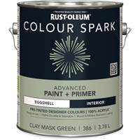 Peinture int&eacute;rieure pr&eacute;teint&eacute;e + appr&ecirc;t mural Colour Spark, Vert masque en argile, Satin&eacute;, 3,78 L, Gallon Groupe Generik